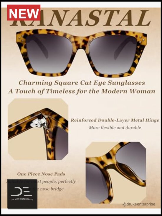 Oversized Square Cat Eye Polarized Sunglasses UV400 Protection main image 4
